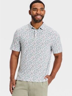 Goodfellow & Co Men’s Polo Shirt White Grill Print